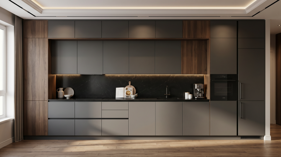 Прямая кухня «Графит Вуд 3.0»