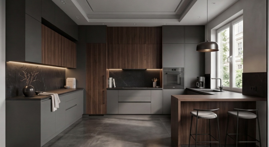 П-образная кухня «Графит U 3.6»