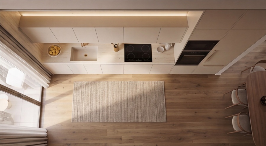 Прямая кухня «Травертин Беж 3.6»