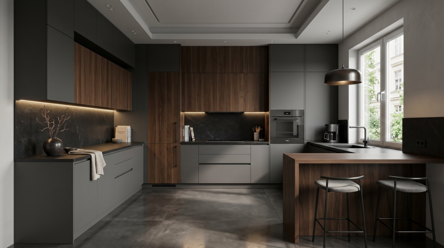 П-образная кухня «Графит U 3.6»